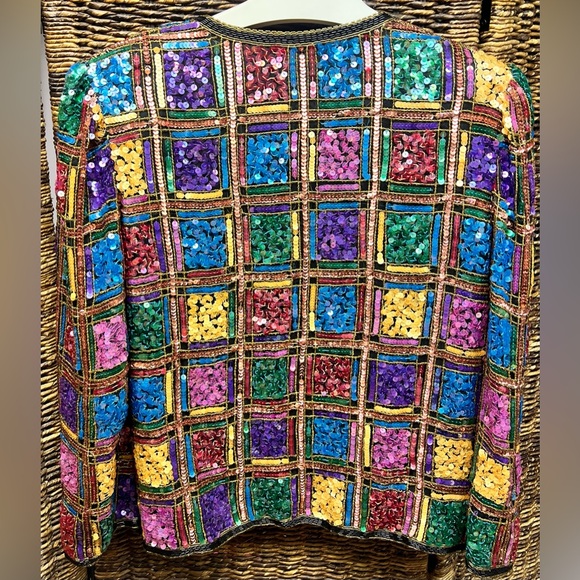 Laurence Kazar Vibrant Sequin Blazer- Vintage, XLarge - Picture 4 of 4
